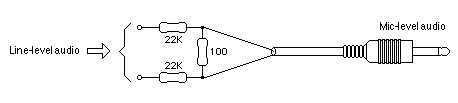 line level to mic level adapter